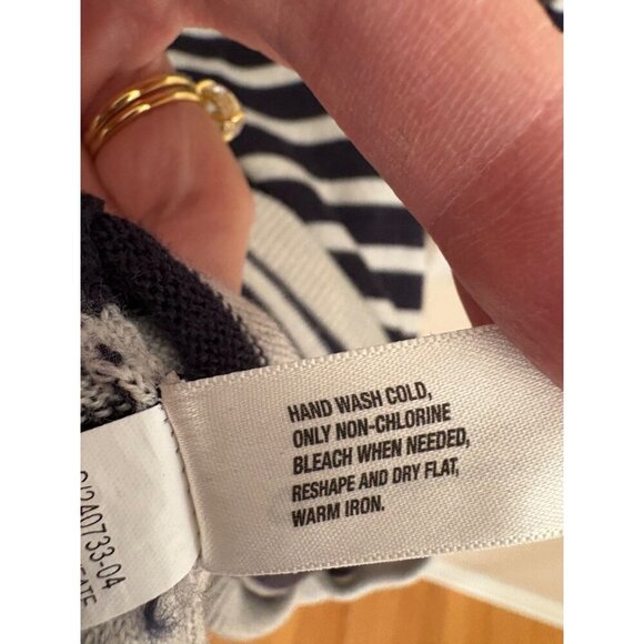 GAP Navy & Gray Striped Merino Wool Blend Mini Sweater Dress Size Small - Picture 6 of 12